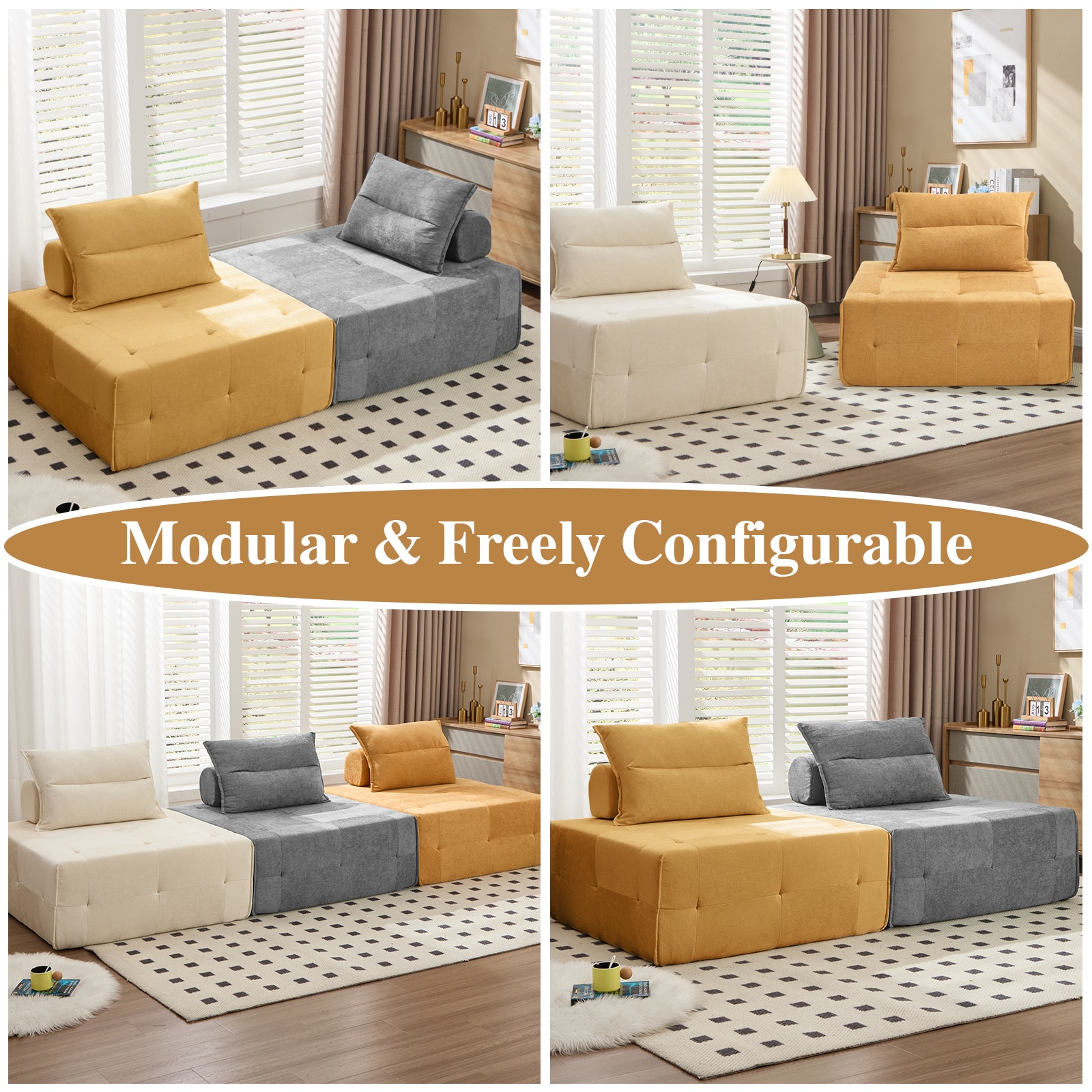 Modular Sectional Sofa With Deep Seat And Adjustable Backrest_voghion.com